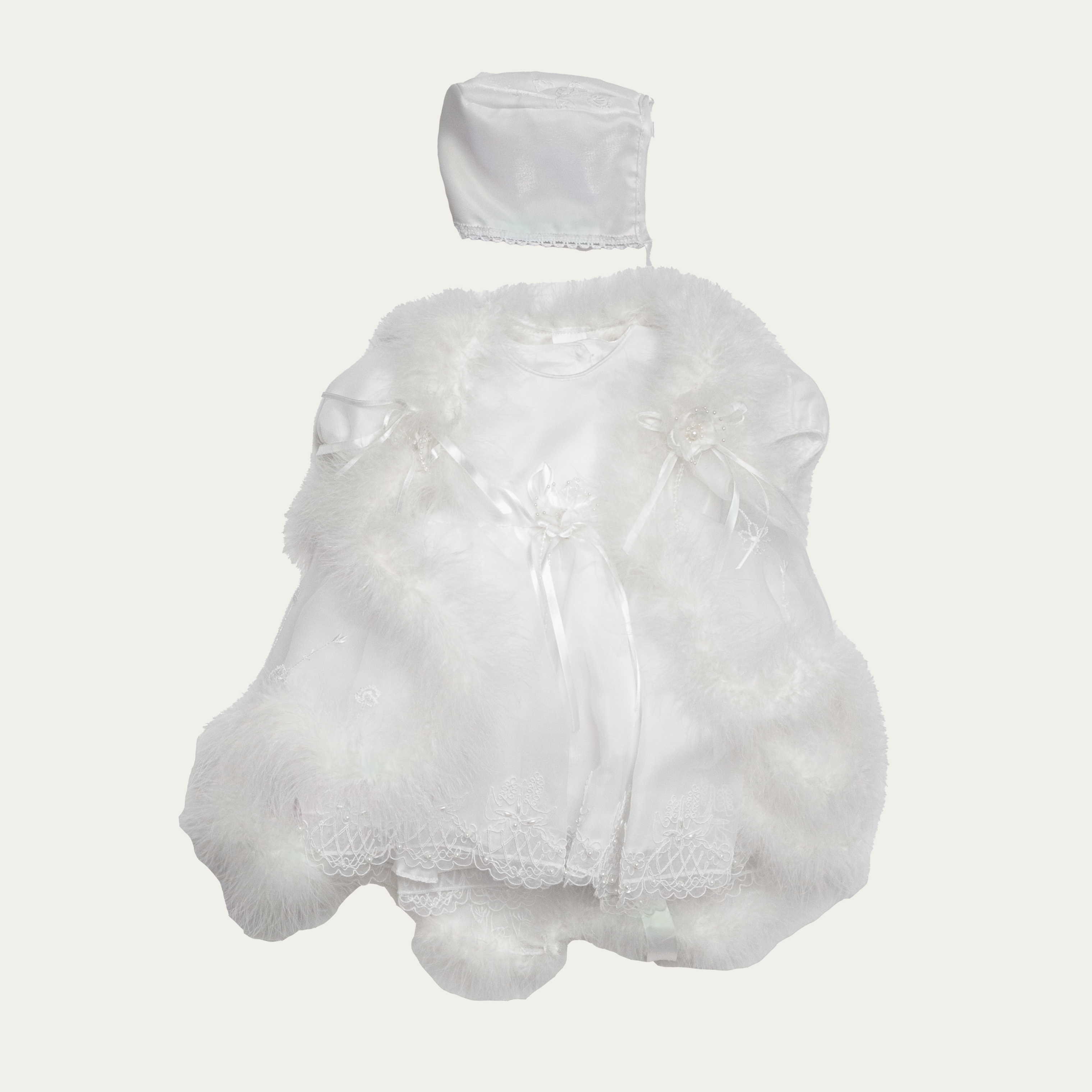 Girl's Snowdrop Faux Fur Christening Set with Bonnet with Bonnet - 2026