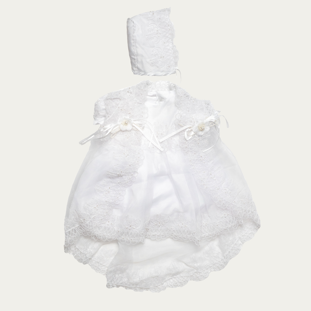 Girl's Madeleine Lace Christening Set with Bonnet - 3906