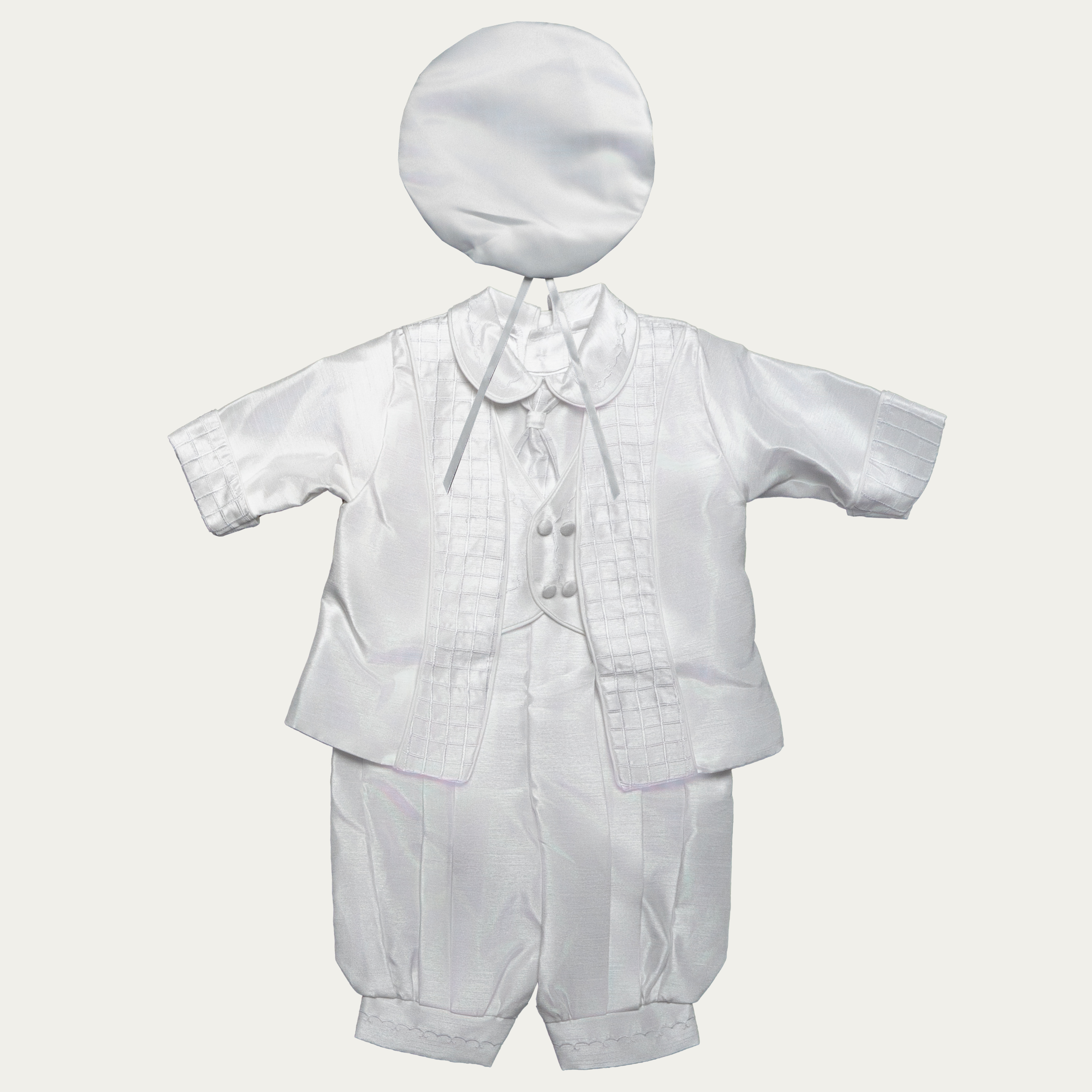 Boy's Lattice-Stitch Overcoat Christening Set - 517