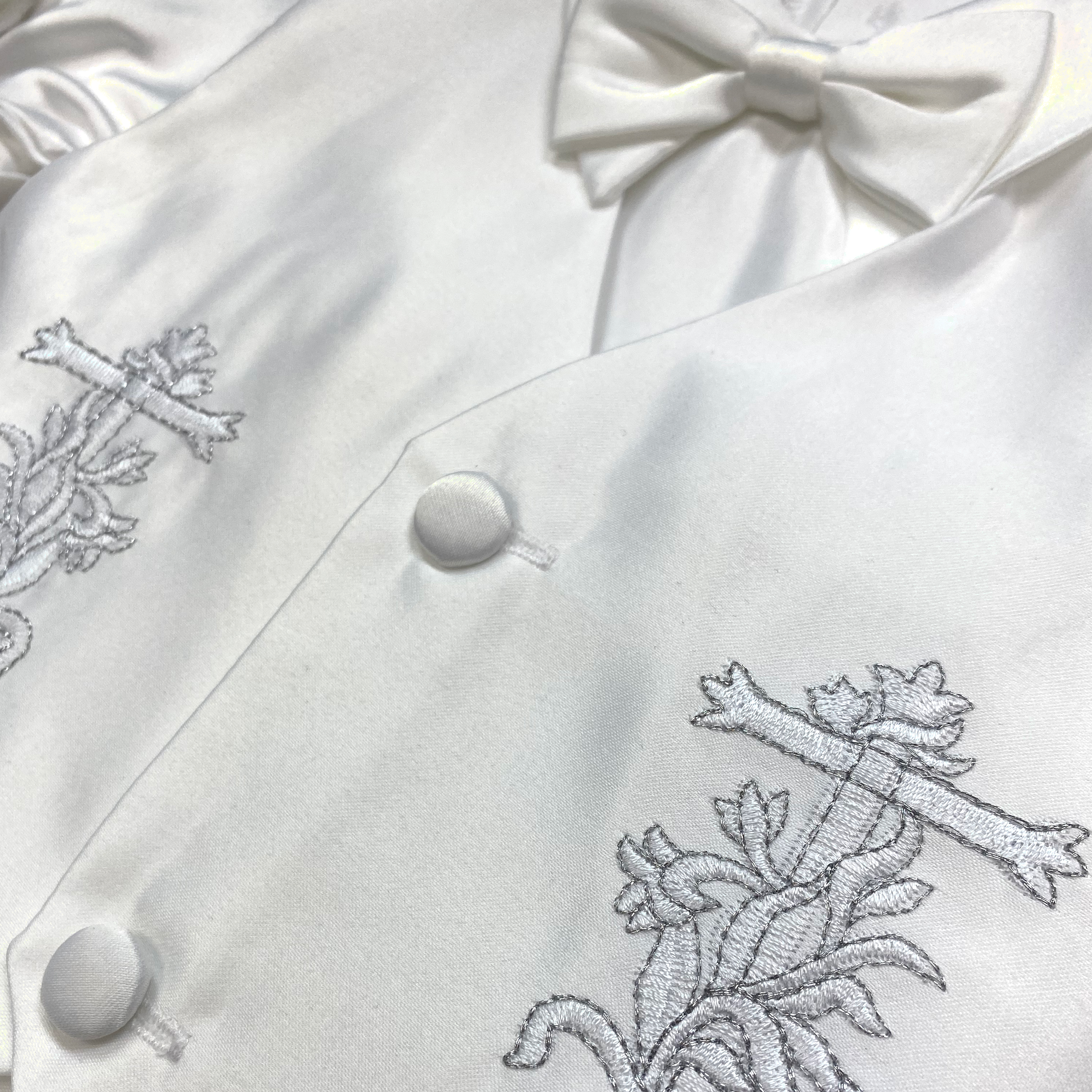 Boy's Floral Cross Satin Christening Set - 5502