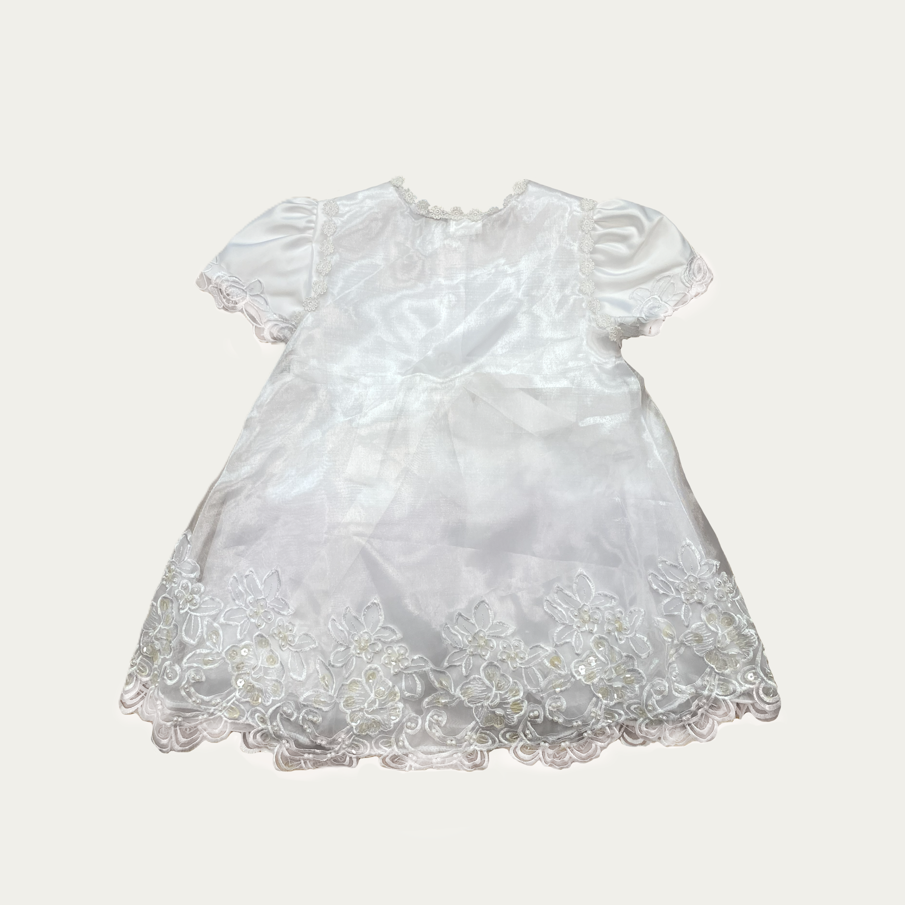 Girl's Satin Floral Embroidered Christening Dress - 561