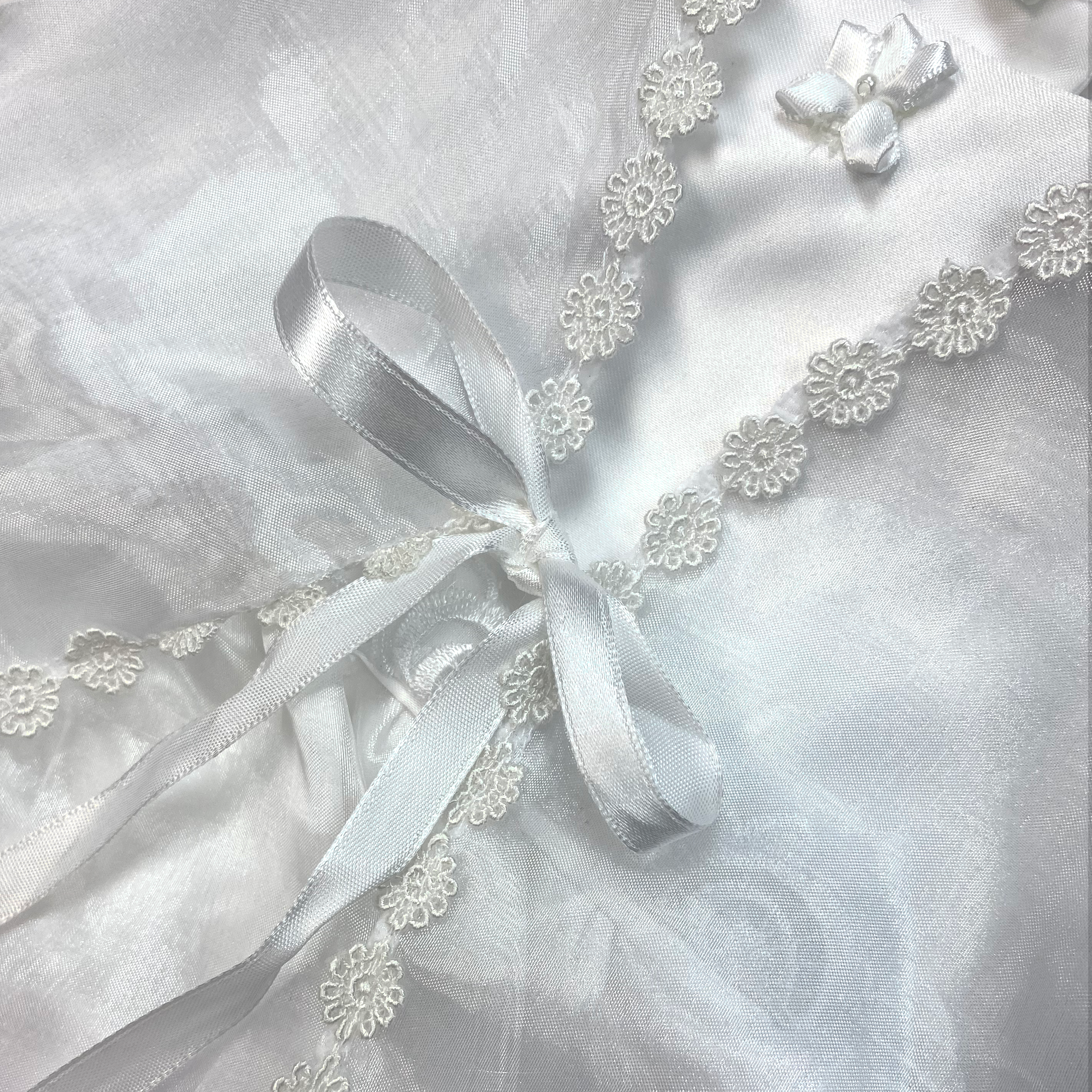 Girl's Satin Floral Embroidered Christening Dress - 561