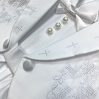 Boy's Pearl-Accent Tuxedo Romper Christening Set - 5824