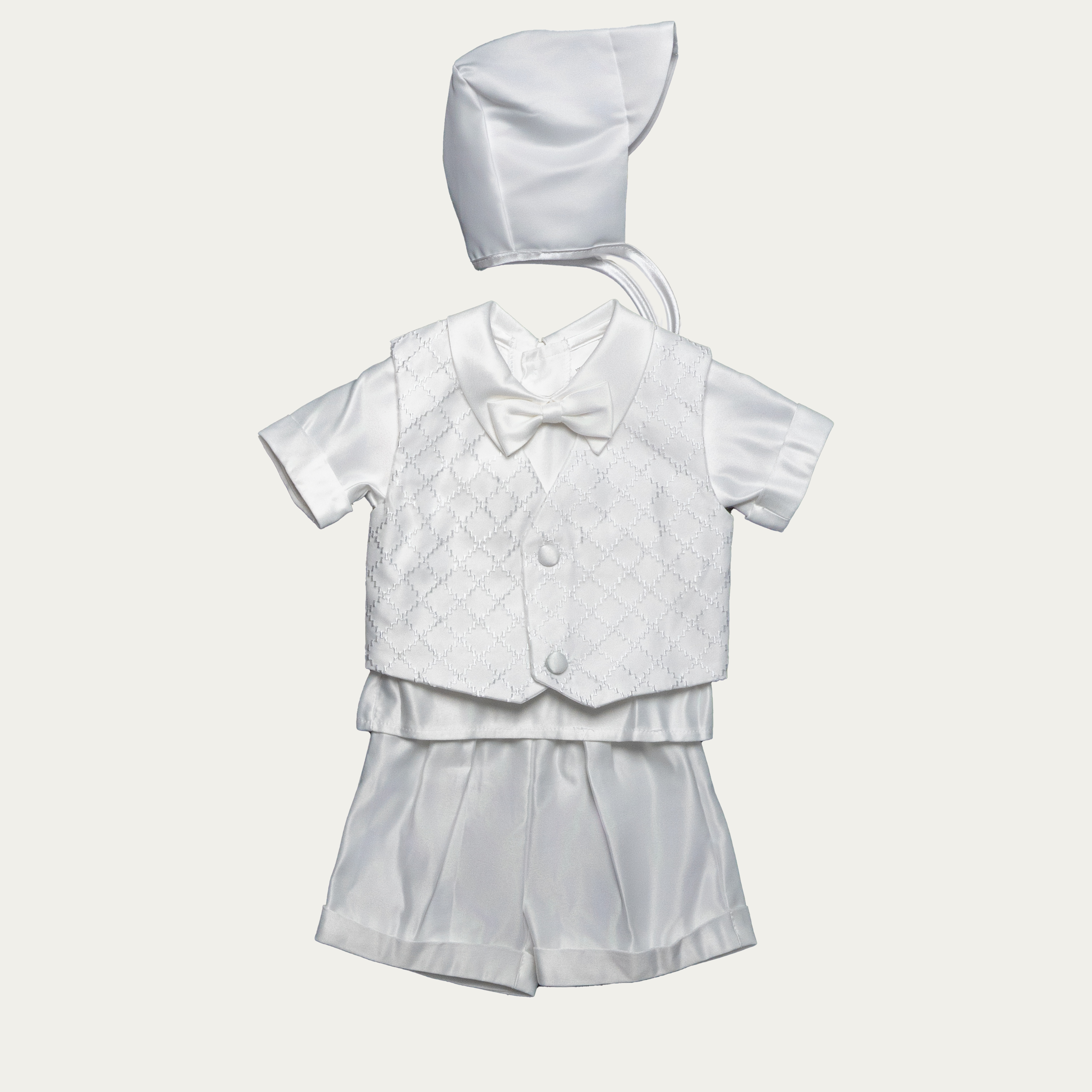 Boy's Diamond-Quilt Vest & Short Christening Set - 5830