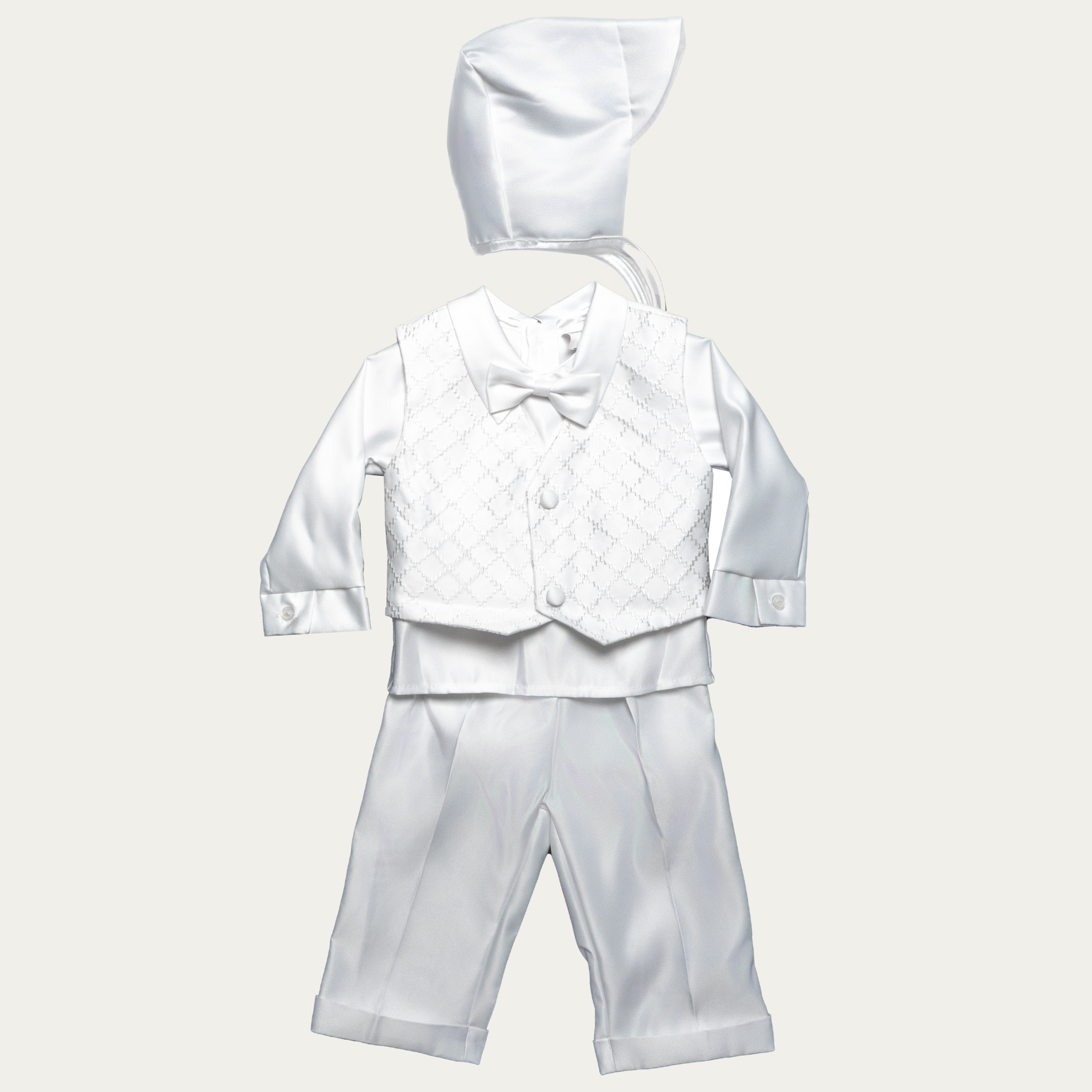 Boy's Diamond-Quilt Vest Christening Set - 5830V