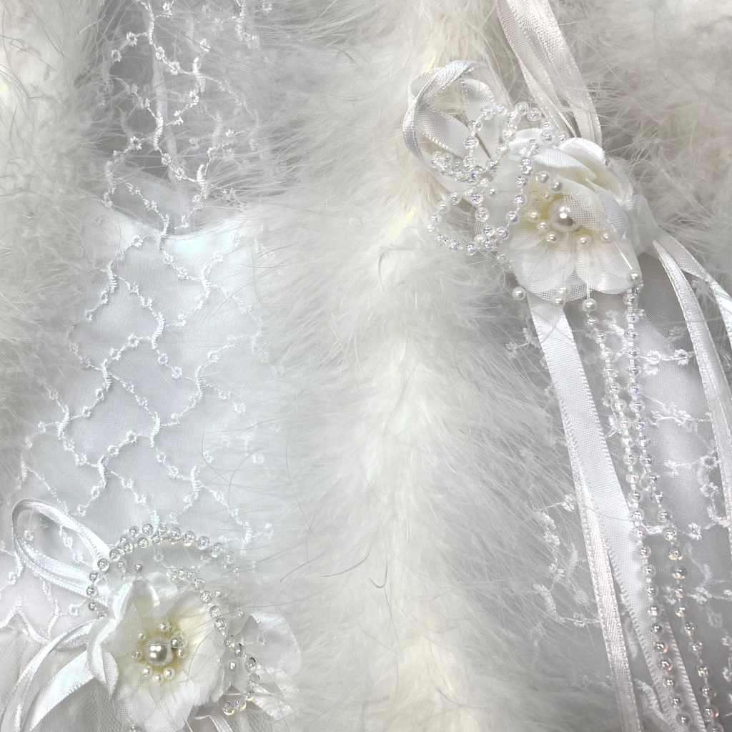 Girl's Lacy Faux Fur Christening Set with Bonnet - 6308