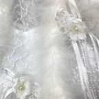 Girl's Lacy Faux Fur Christening Set with Bonnet - 6308