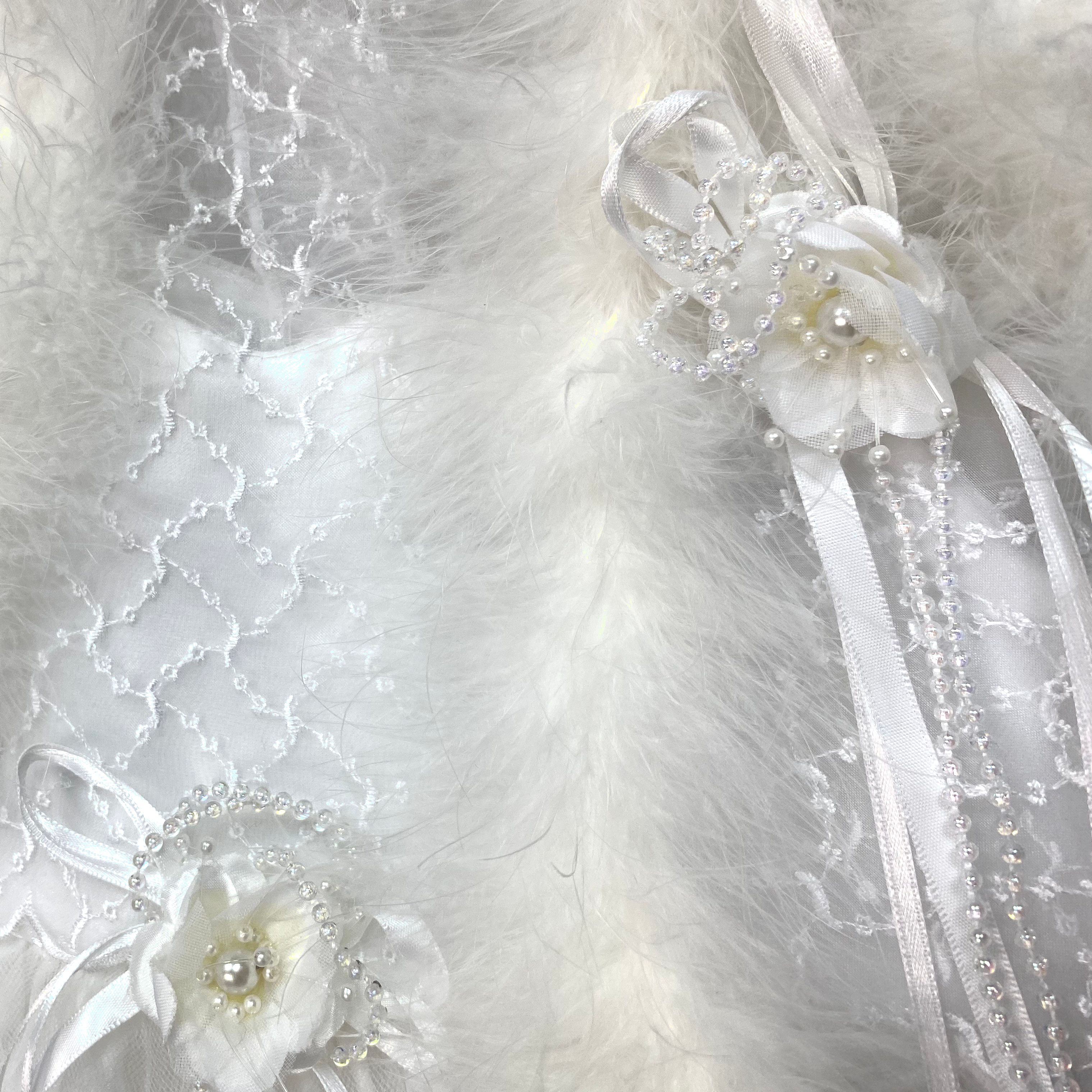 Girl's Lacy Faux Fur Christening Set with Bonnet - 6308