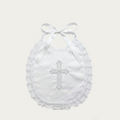 Lace Trim Embroidered Cross Christening Bib - 9632G